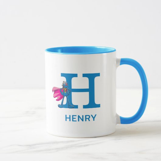 Mug Super Grover Ajouter Votre Nom Et Monogramme H (Droite)