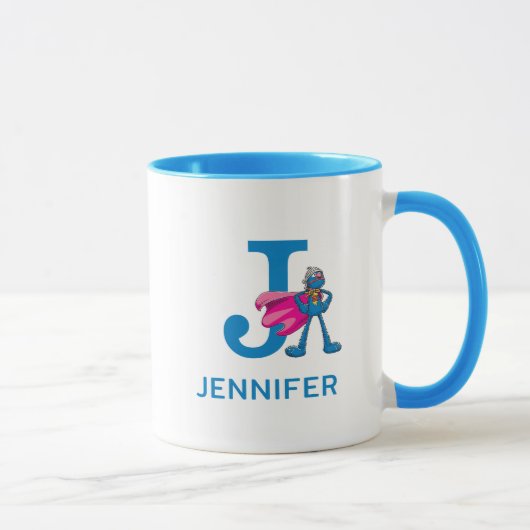 Mug Super Grover Ajouter Votre Nom Et Monogramme J (Droite)