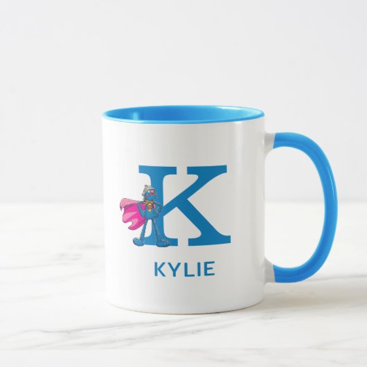 Mug Super Grover Ajouter Votre Nom Et Monogramme K (Droite)