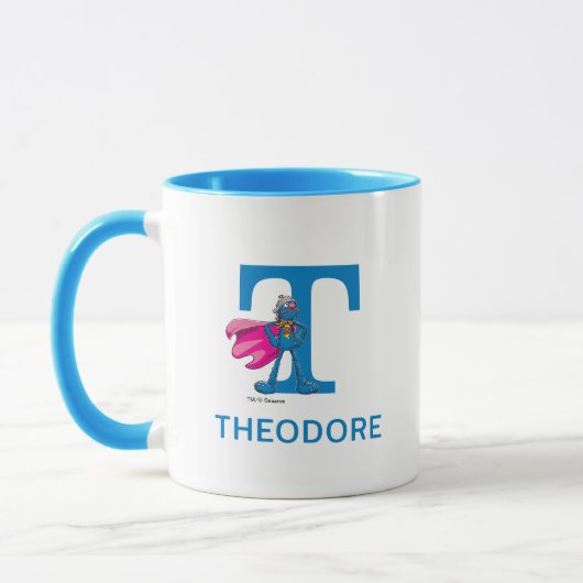 Mug Super Grover Ajouter Votre Nom Et Monogramme T (Gauche)