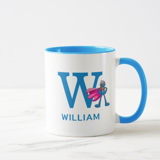 Mug Super Grover Ajouter Votre Nom Et Monogramme W (Droite)