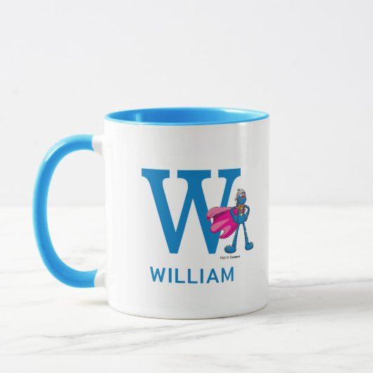 Mug Super Grover Ajouter Votre Nom Et Monogramme W (Gauche)