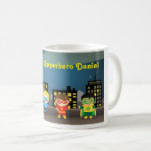 Mug Super héros mignon d'horizon pour des enfants (Devant droit)