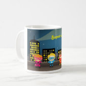 Mug Super héros mignon d'horizon pour des enfants (Devant gauche)