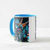 Mug Super héros robot futuriste en armure high-tech. (Devant gauche)