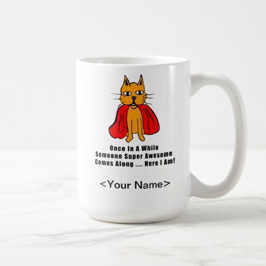 Mug Super incroyable Chat orange avec Red Cape (Droite)