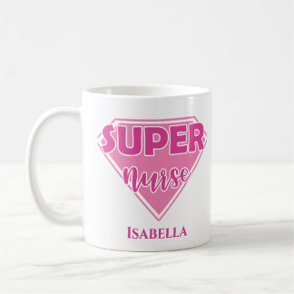 Mug Super infirmière personnalisée rose
