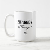 Mug Super Maman écriture simple moderne noir et blanc (Gauche)