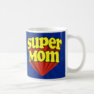 Mug Super Maman Rouge/Jaune/Bleu Superhero Fête des Mè
