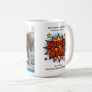 Mug Super Papa de Style Cartoon Ajoutez Votre Photo Fê