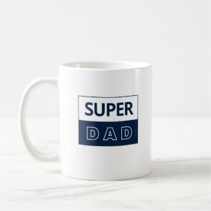 Mug Super papa en bleu et blanc