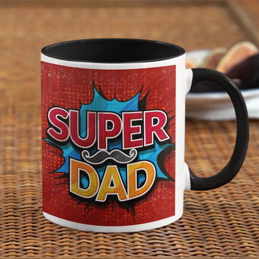 Mug Super Papa Mustache Grunge moderne