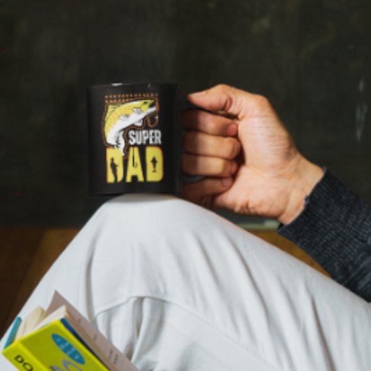 Mug Super papa Pêcheurs Jaunes Modernes Papa