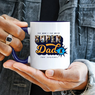 Mug Super Papa Photos L'Homme, Mythe, Monogramme Légen