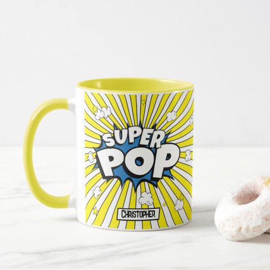 Mug SUPER POP! Comic Book Pop Art ‘Corny’ Popcorn Pun (Avec donut)