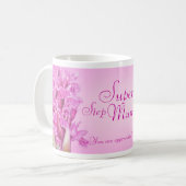 Mug Super Step maman / Maman orchidée lilas merci muet (Devant gauche)