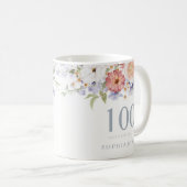 Mug Superbe aquarelle Florale 100e fête d'anniversaire (Devant droit)