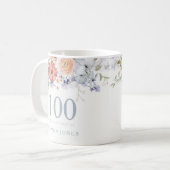 Mug Superbe aquarelle Florale 100e fête d'anniversaire (Devant gauche)