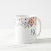 Mug Superbe Floral 80e Anniversaire Fête Faveur Cadeau (Devant droit)
