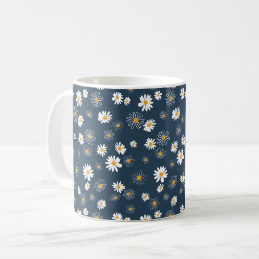 Mug Superbe Marine Jaune Blanc Classique Fleurs de mar (Devant gauche)
