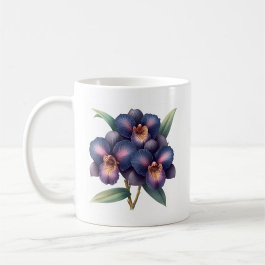 Mug Superbe orchidée classique bleue et magenta (Gauche)