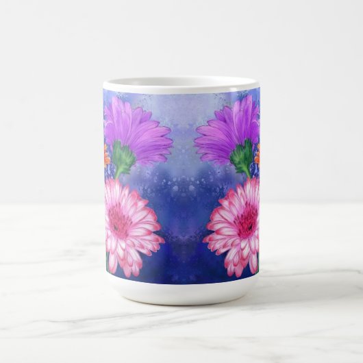 Mug Superbe peinture à trois couleurs Gerberas café Mu (Centre)
