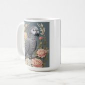 Mug Superbe Perroquet Gray Africain Avec Élégantes Flo (Devant gauche)