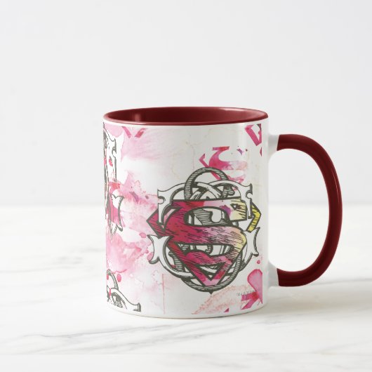 Mug Supergirl Motif d'encre rose (Droite)