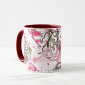 Mug Supergirl Motif d'encre rose (Devant gauche)
