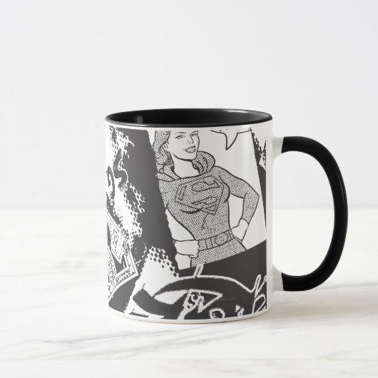 Mug Supergirl noir et blanc collage (Droite)