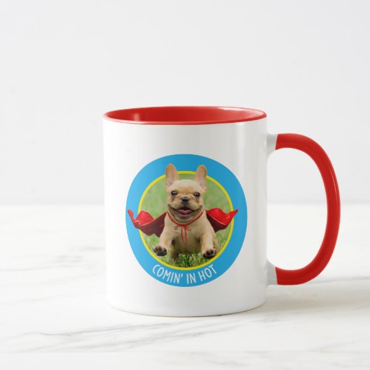 Mug Superhero de chien taureau français mignon tourne  (Droite)