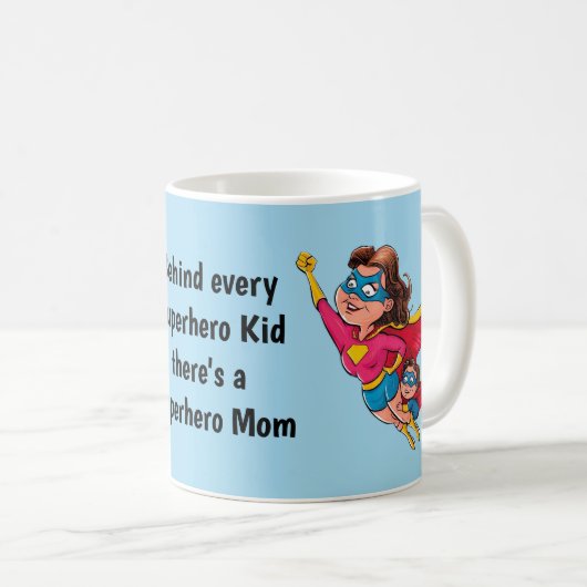 Mug Superhero Maman et enfant Personnalisé (Devant droit)