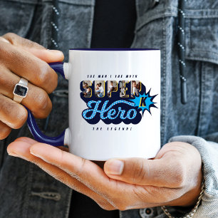 Mug Superhero Papa Photos Homme Mythe Légende Monogram