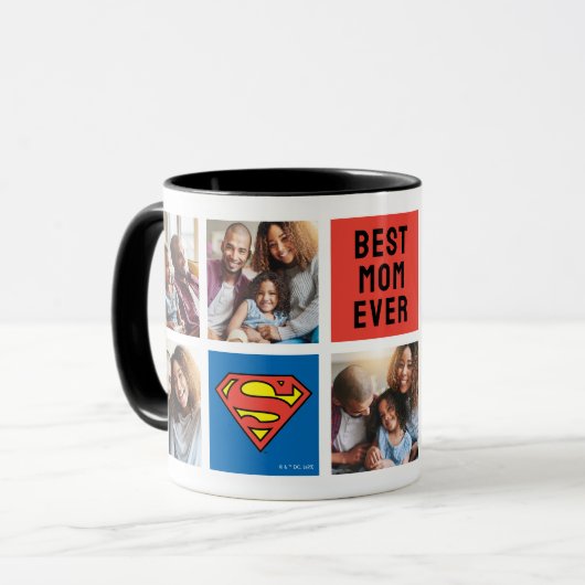 Mug Superman S-Shield | Meilleur Collage Photo De Mama (Devant gauche)