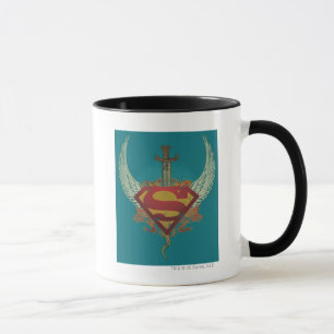 Mug Superman Stylisé  Logo de l'Arrière - plan Turqu