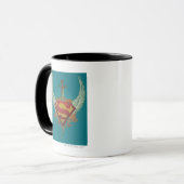 Mug Superman Stylisé | Logo de l'Arrière - plan Turquo (Devant gauche)