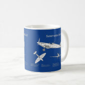 Mug Supermarine Spitfire - Plan d'avion ABD (Devant droit)