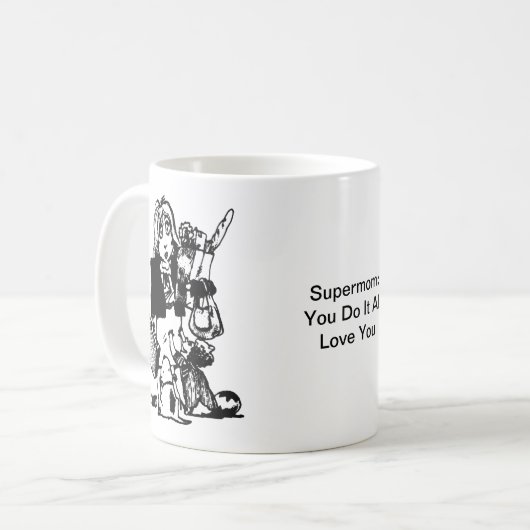Mug Supermom message personnalisé Fête des mères (Devant gauche)