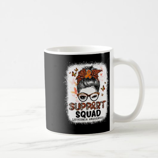 Mug Support Squad Messy Bun Butterfly Orange Ribbon Le (Droite)