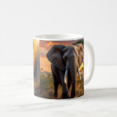 Mug sur la faune du lion et de l'éléphant d'Afriqu (Devant droit)