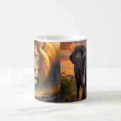 Mug sur la faune du lion et de l'éléphant d'Afriqu (Centre)