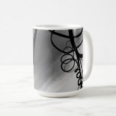 Mug Sur la grille : gris Abstrait, noir et blanc (Devant droit)