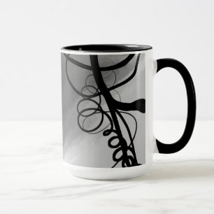 Mug Sur la grille : gris Abstrait, noir et blanc