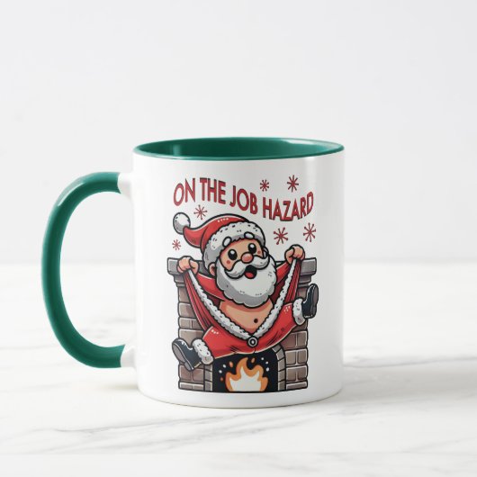 Mug Sur le danger du travail Père Noël en feu (Gauche)