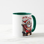 Mug Sur le danger du travail Père Noël en feu (Devant droit)
