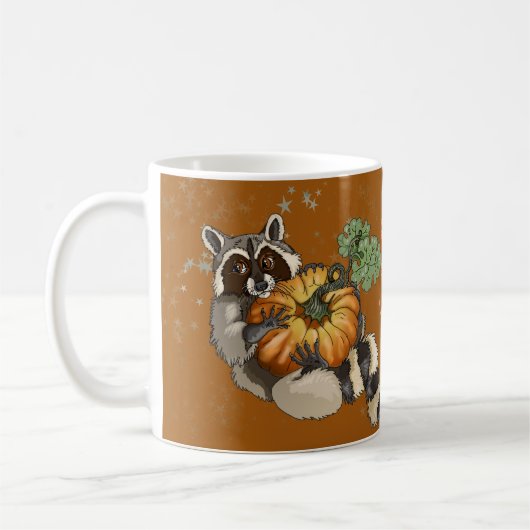Mug Sur un Roll Raccoon Citrouille Automne (Gauche)