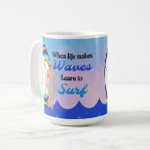 Mug Surboard Ocean Waves Blue Motivational Quote (Devant gauche)