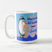 Mug Surboard Ocean Waves Blue Motivational Quote (Gauche)