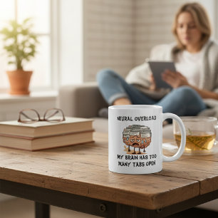 Mug Surcharge Neuronale Cerveau Trop d'Onglets Ouverts