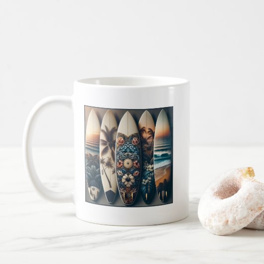 Mug Surfboards peints hawaïens (Avec donut)